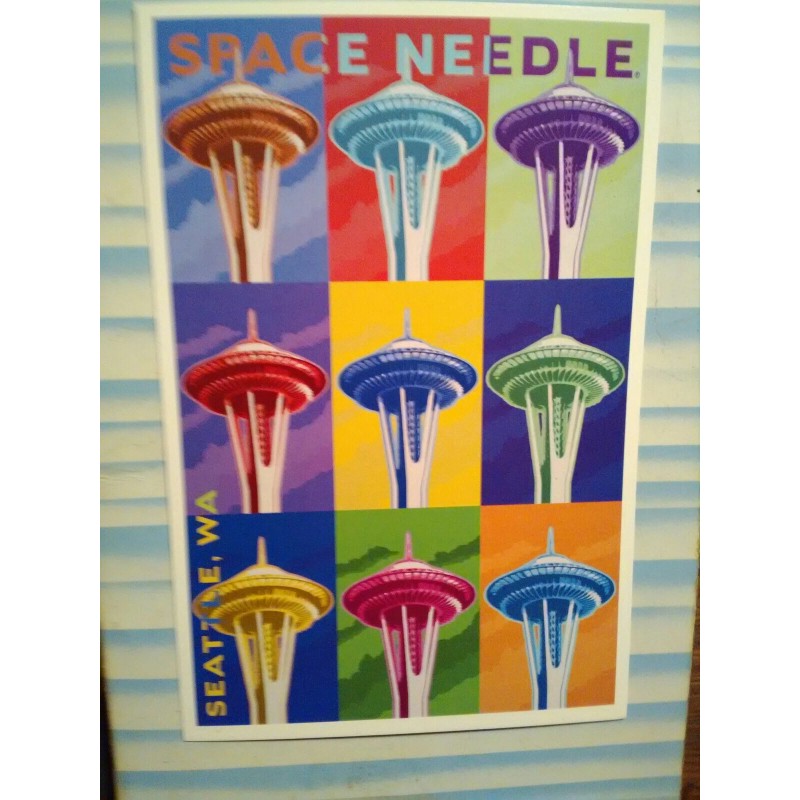 PHOTO POST CARD IN BRIGHT COLORS SPACE NEEDLE SEATTLE WASHINGTON