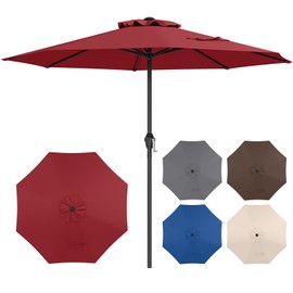 HAPPYGRILL 8.5 ft Patio Umbrella Unlit Outdoor Heavy Duty Market Umbrella w/Crank Handle, 8 Sturdy Ribs, Vented Top, Table Umbrella for Patio, Garden, Backyard, Poolside (Wine)