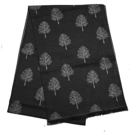 GFM® Mulberry Trees Design Stylish Unisex Scarf - Lightweight for Autumn (Black) (MNSCF02-P-MBRY-KL)