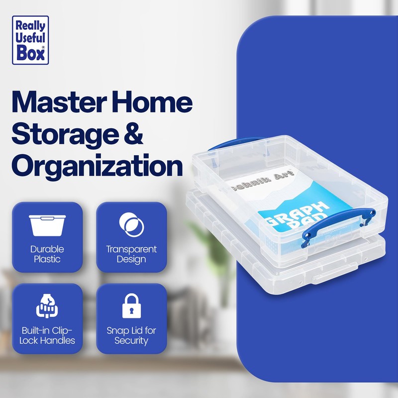Really Useful Box 4C Plastic Stackable Storage Container with Snap