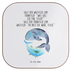 Mr. & Mrs. Panda Glass Coaster Whale Tuna Gift Word Joke Funny Sayings Good Mood Cork Coasters Animals Joke