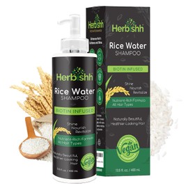 Herbishh Rice Water for Hair Thickener Shampoo, With Rosemary Oil, For All Hair Types, Men and Women 400ML