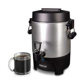 Homecraft 45-Cup Coffee & Hot Beverage Urn - Quick Brewing, Drip-Free Spout, Water Level Markings, Reusable Filter, & Carry Handles - Aluminum
