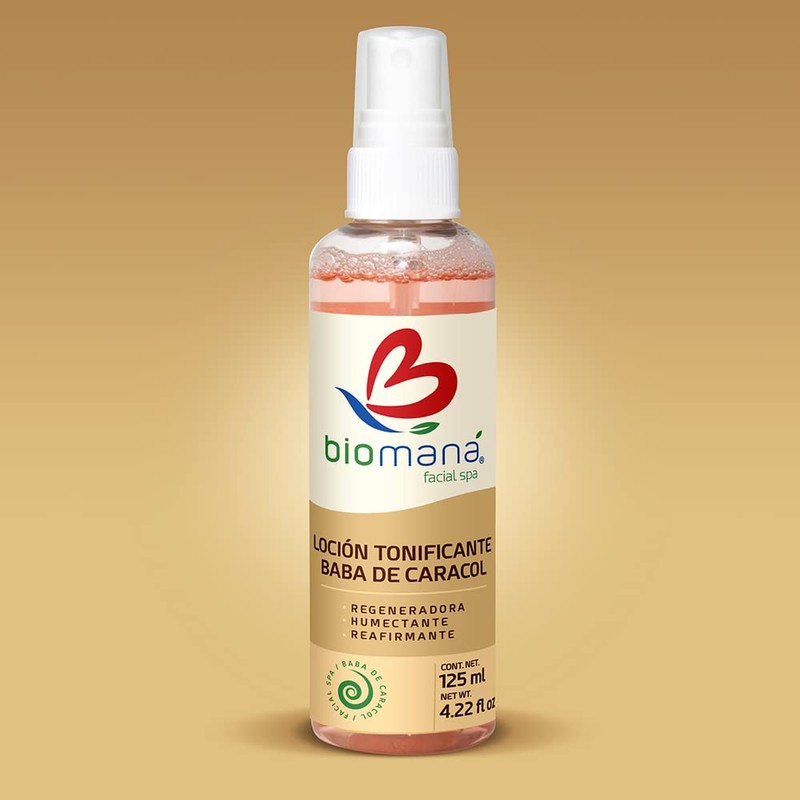 Biomaná Loción Tonificante Facial Baba de Caracol, Humectante, 125 ml.