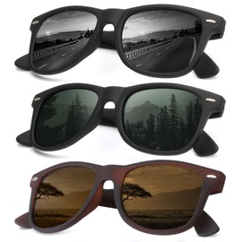 KALIYADI Sunglasses Men Polarized Sunglasses for Mens and Womens, Unisex Sun Glasses for Driving and Fishing, Retro Sunglasses UV Protection (Black/G15/Brown)