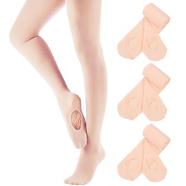 Women Convertible Ballet Tight 3 Pairs High Elastic Transition Pro Dance Tights Ultra Soft Ballerina Tight Semi-opaque Knit Footed Leggings
