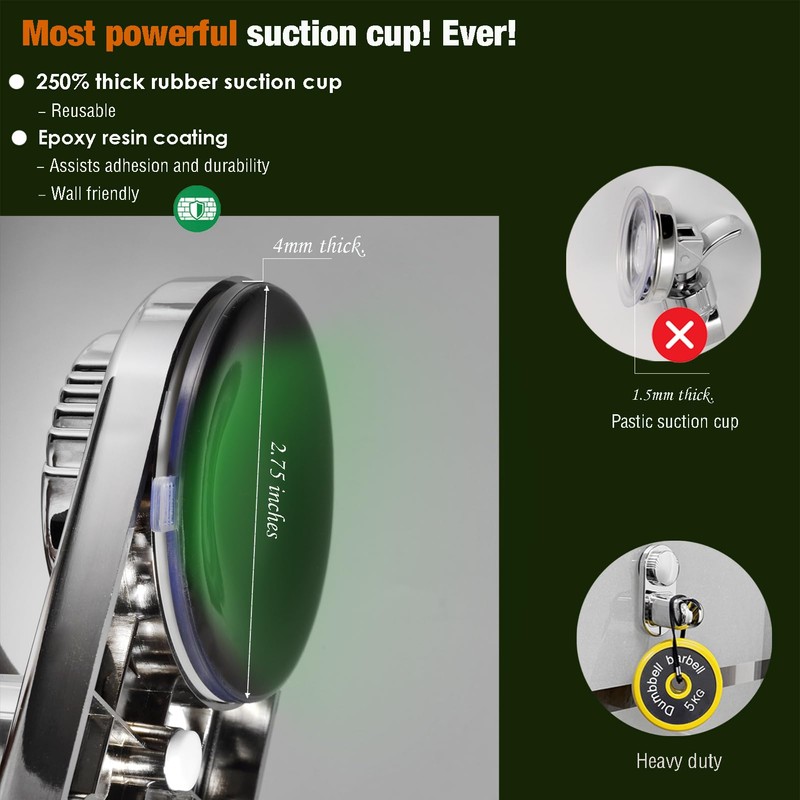 Suction cup Handheld Shower Head Holder - Designed For Large