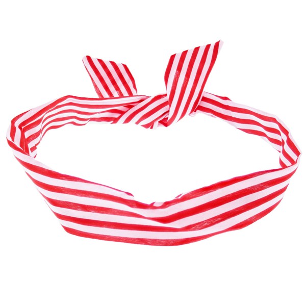 Topkids Accessories Polka Dot Wire Headbands Striped Gingham Plaid Women Girls Hair Bow Bandana Headscarf Headband 1950s Country Girl Costume (Red Stripes)