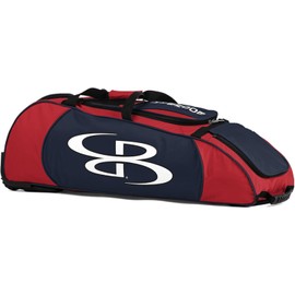 Boombah Spartan Rolling Bat Bag - 38" x 12-1/2" x 12" - Red/Navy - Holds 4 Bats and Much More