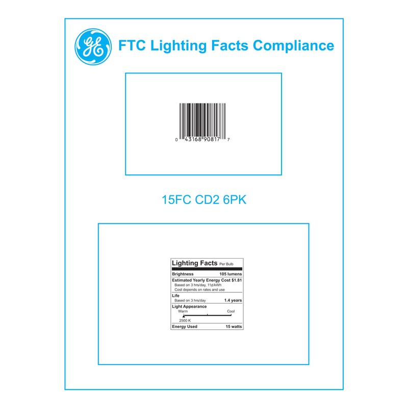 GE 48395 Light Bulb, 15 Watts, Crystal Clear, 2