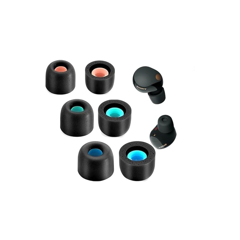 Zotech Memory Foam Ear Tips for Sony WF-1000XM4/WF-1000XM5, 6 Pieces,