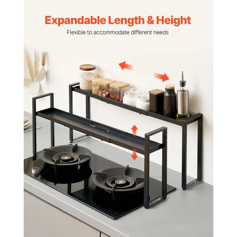 VEVOR Over the Stove Shelf, Adjustable 27-33Inch Spice Organizer, 4