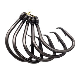 Saltwater Heavy Duty Live Bait Hook Black Nickle Coating Big Game Hook-Shark,Tuna,Carp,Catfish,Bass,Amberjack,Swordfish Hooks (Offset Hook, 10/0# Pack of 10pcs)