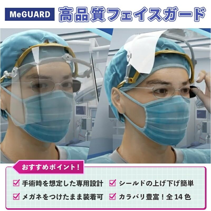 MeGUARD Face Shield, Frame, Lightweight, Flip-up, Anti-Fog, Clear Vision, Headband