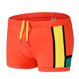 ZONBAILON Mens Swim Trunks with Front Pad Pocket Bathing Suit Swimwear Brief Square Leg Board Short S-2XL Orange