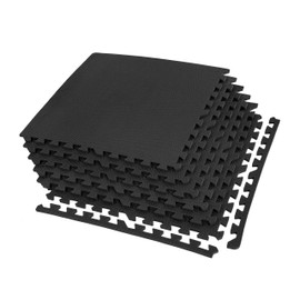 IncStores Fitness Foam Flooring Tiles | Low-Profile Interlocking Foam Tiles for Lightweight Floor Protection in Your Home Gym, Playroom, and More | Black, 48 Sq Ft