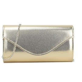 LeahWard Women's Glitter Clutch Bag Party Wedding Purse Evening Handbag (Gold)