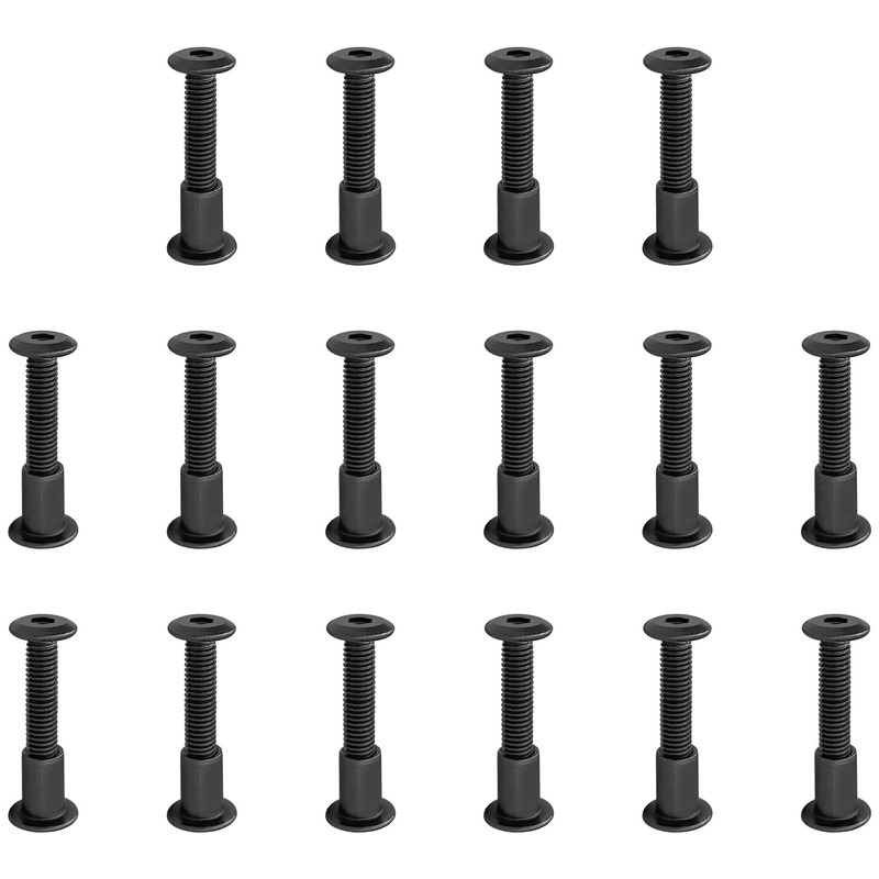 16 Sets Black Hex Socket Nut & Bolt,Furniture Connection Bolts