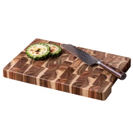 Wood Cutting Board, Thick Wooden Acacia Cutting Boards for Kitchen, Large Bamboo Cutting and Charcuterie Board Set with Side Handles, Chopping Board with Anti-slip Bottom and Plate Slot