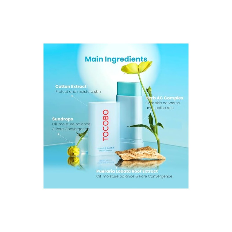 Tocobo Barra Solar Suave Algodón Spf50 Onzas Ingredientes Naturales Antisebo
