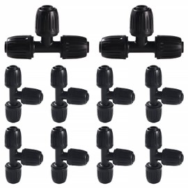 VooGenzek 10 PCS 16mm Drip Irrigation Fittings, Barbed Tee Connector, Lock Barbed Connector, Barbed Locking Fitting, Irrigation Pipe Connectors, for Garden Irrigation Systems, Black