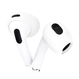 ALXCD Fit in Case Ear Cover Compatible with AirPods 3 Earbuds 3rd Gen, Silicone Earbud Covers Eartips Fit in Charging Case, Compatible with AirPods 3, 6 Pairs, White