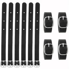 10Pcs 18x1.2cm Black PU Leather Luggage Tag Straps, Adjustable Replacement Loops with Metal Buckle, Travel Accessories for Suitcases, Backpacks, Laptop Bags, ID Cards and Name Tags
