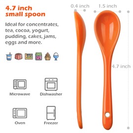 AceElite Espresso Spoons 8 Pieces, Ceramic Coffee Spoons Set, Small Spoons for Coffee, Tea, Yogurt, Sauce and Desserts, Ice Cream, Orange Teaspoons Dishwasher Safe, 4.7 inch