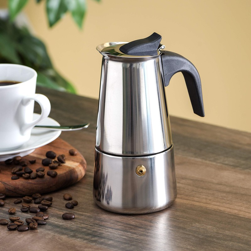 Home Basics Stainless Steel Stove Top Espresso Coffee Maker (Silver)