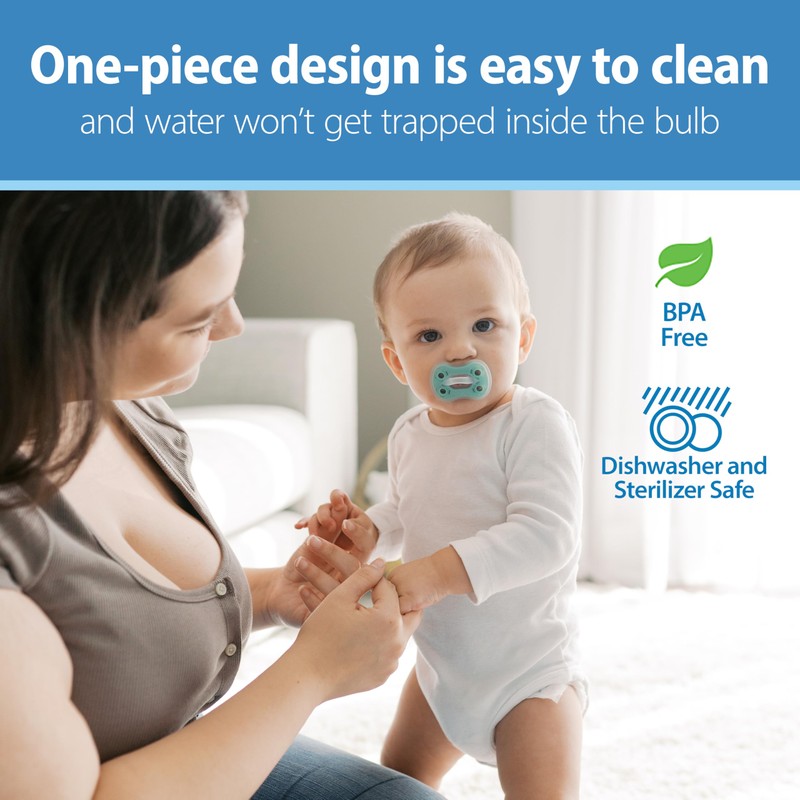 Dr. Brown's Advantage One-Piece Silicone Baby Pacifier, Fully Symmetrical Soother,