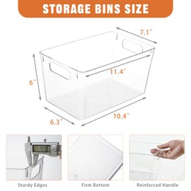 12 Pack Kitchen Organizers and Storage, Pantry Organization and Storage Bins, Kitchen Cabinet Organizer, Clear Plastic Storage Containers with Handle，Acrylic Storage Bins for Kitchen, Cabinet, Fridge