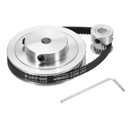 sourcing map Timing Pulley 20&80 Teeth 6.35mm Bore Synchronous Wheel with Belt and Wrench for 3D Printer, CNC Machine, 1 Set