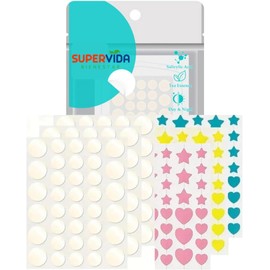 216 Parches para acné.108 Redondos y 108 Estrellas y Corazones! Parches hidrocoloides absorbentes para tratar la erupción de acné y espinillas para el cuidado de la piel. Funciona para todo tipo de piel. Material seguro y suave que no secará ni dañará la 