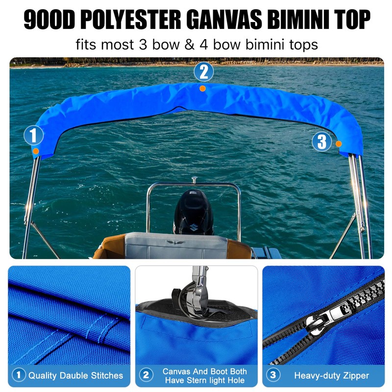 3Bow Bimini Top Storage Boot Cover with Light Hole Bimini