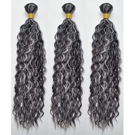 Brown and Grey Human Hair Bundles Highlight Curly Wave Brazilian Remy Hair Bundles Hair Weave Double Weft Extensions For Women Brown and Grey Bundles 24 26 28 Inch