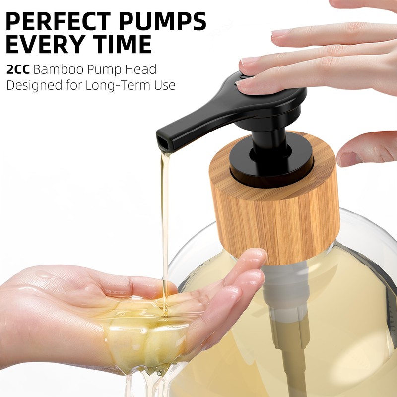 Cisily Kitchen Soap Dispenser Set with Pump, 16OZ Glass Bottle