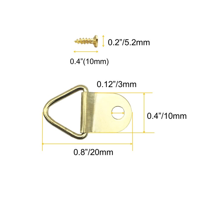 Triangle Ring Picture Hangers Picture Hanging Hooks with Screws(100 Pack)