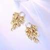 Gold Plated Cascading Leaf Dangle Earrings, Long Tassel Drop Design,