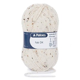 Patons Fab DK Kitting/Crochet Yarn Double Knitting Wool 100g Balls and 100% Acrylic Machine Washable & Tumble Dry Yarn - 44 Colours in The Range - Colour 2070 - Natural Tweed - 1 x 100g Ball