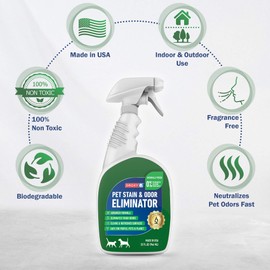 DROXY Pet Odor and Stain Eliminator – Safe Cleaning Products – Enzymatic Cleaner – Pet Odor Remover – Unscented, Chlorine Free, Phosphate Free – Pet Supplies – 32 Fl Oz (946 ml)