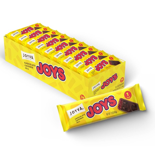 Joyva – Jell Joys | Dark Chocolate-Covered Raspberry Jelly | A Delicious Candy Bar | Vegan, Kosher/Parve, Dairy & Gluten Free | 1.5 Oz (42.5g) – Box of 36