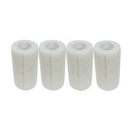 4" Cohesive Flexible Bandage Wrap – Pack of 4 | Self-Adherent Vet Tape for Animal Wound Care, Wrapping, and Support – Non-Slip, Breathable, Flexible Bandage for Pets and Livestock (White)