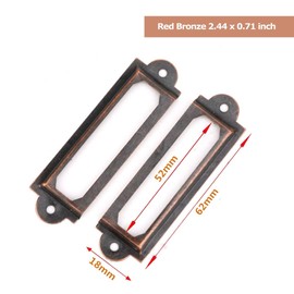 20Pcs Label Card Frame 52mm x 18mm Metal Label Holder Office File Cabinet Drawer Name Card Cupboard Carpenter Repair Decoration(Red Bronze)