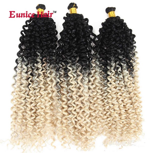 6 Packs Eunice hair Water Wave Crochet Braids Hair Extensions 24 Roots / Pack Synthetic Hair DIY Crochet Braids Ombre Blonde 2Tone Colour Curly Hair 100 g / PC 35 cm (W-13)