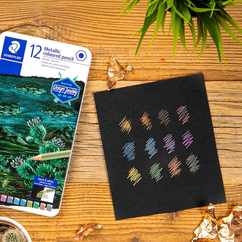 STAEDTLER 146M M12 Metallic Colouring Pencils - Assorted Colours (Tin