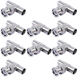 Tunghey 10-Pack BNC Male to Dual Female Splitter Adapter - 75 Ohm 3-Way Video Splitter for CCTV Security Cameras