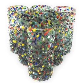 Hand Blown Mexican Tequila Glasses â Set of 6 Confetti Design Tequila Shot Glasses (2 oz each)
