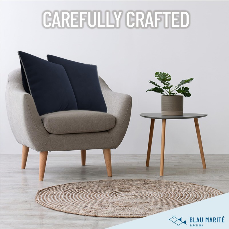 Blau Marité Decorative Velvet Throw Pillow Covers with Trim. Soft