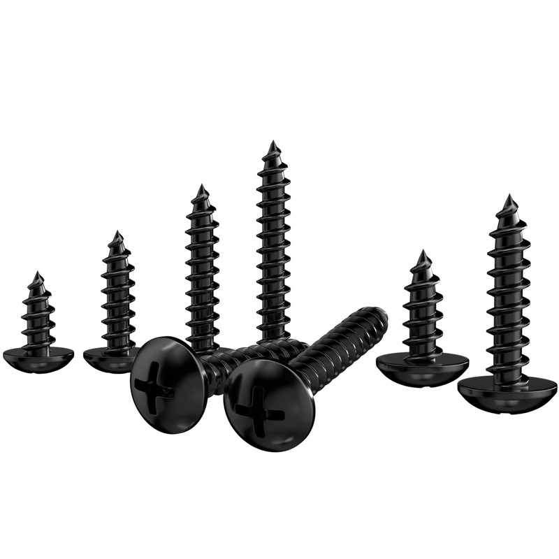 320 PCS M3 M4 Black Round Head Self Tapping Screws