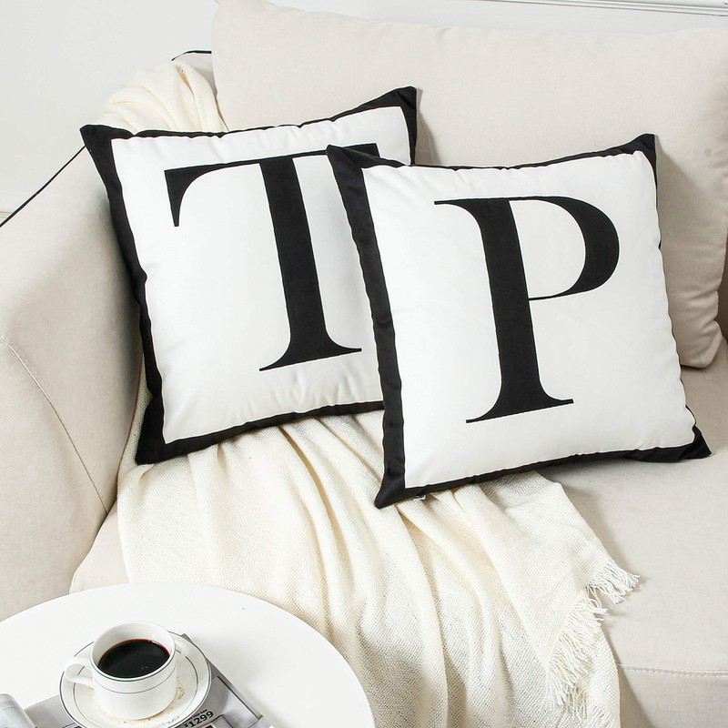 26 Letter & Sign Throw Pillow Covers Decorative Pillowcase Black/White